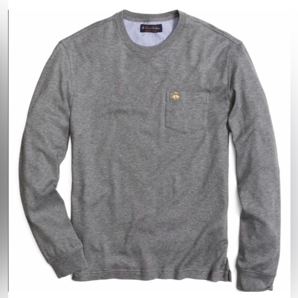Brooks Brothers Supima Cotton Long Sleeve Pocket Tee Grey Size XXL